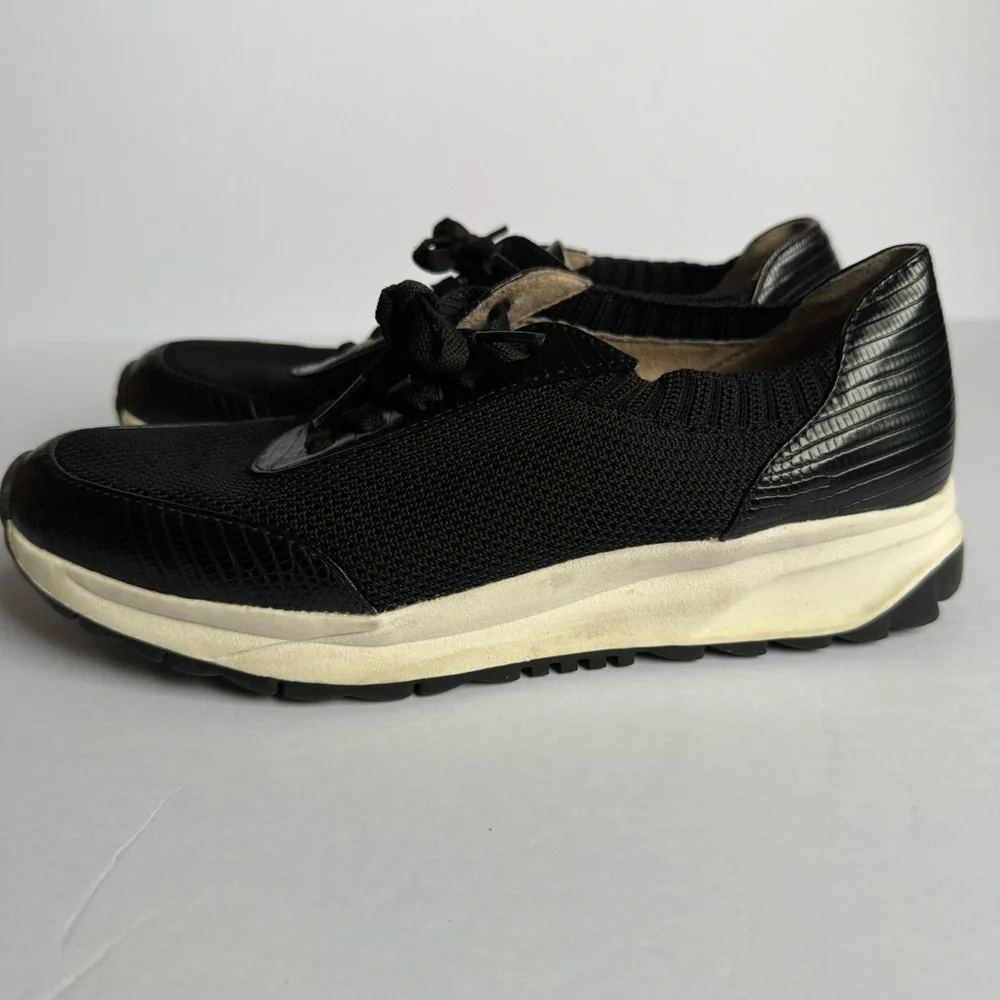 Naturalizer Womens Black Knit Faux Snake Skin Lace Up Sneakers Shoes
